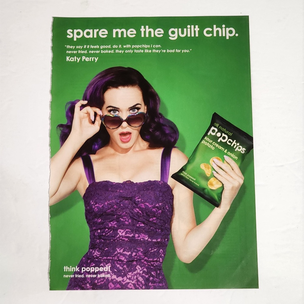 2012 Katy Perry Popchips Print Ad Original Magazine Clipping Advertising Art